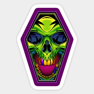 Coffin Skull Sticker